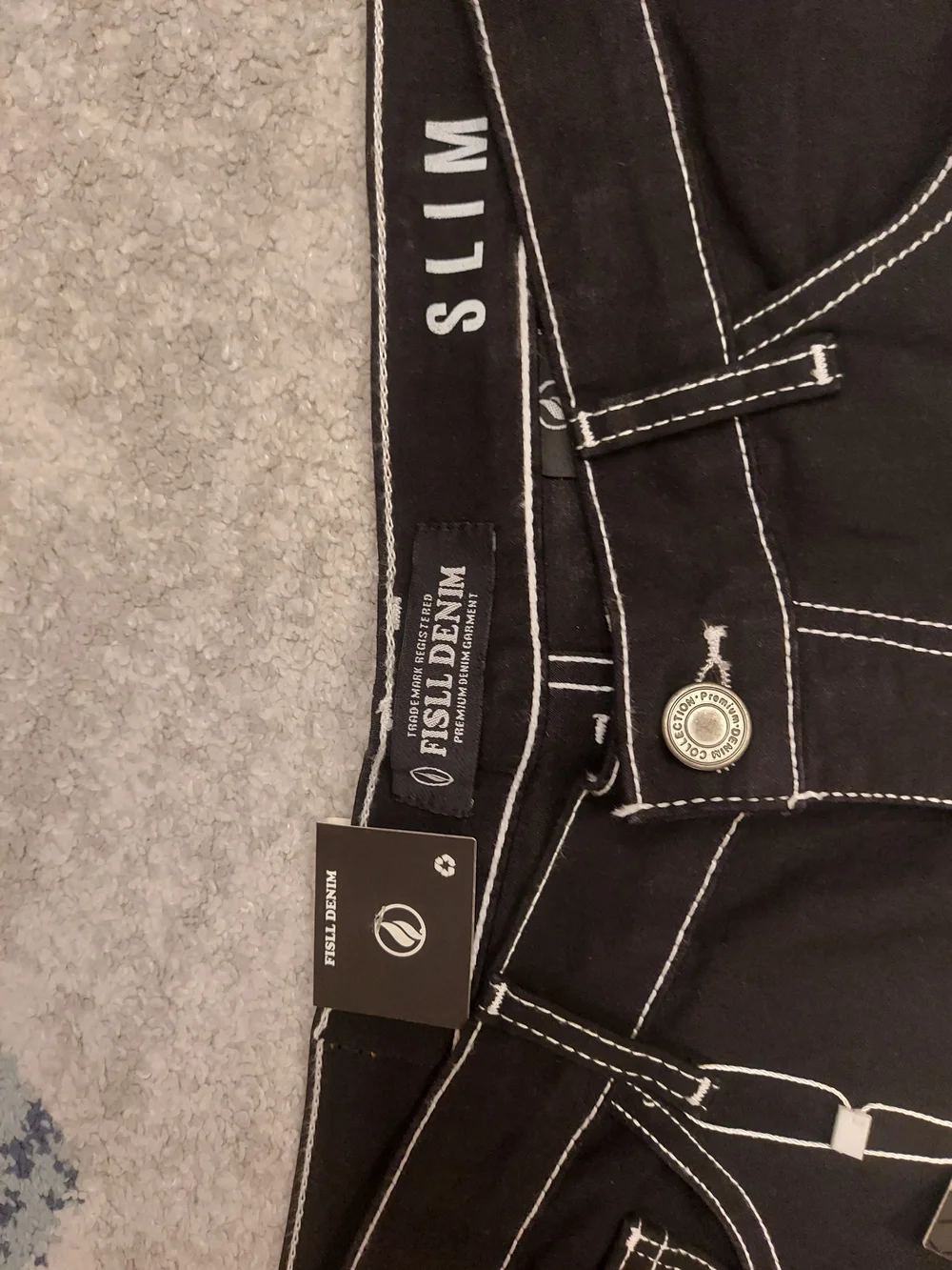 Black 'Los Angeles Lakers' Slim Jeans with Checkerboard Detail